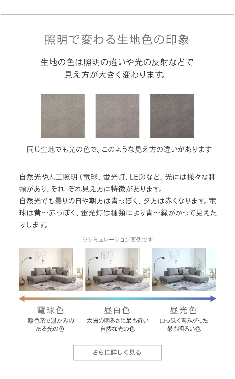 照明による見え方