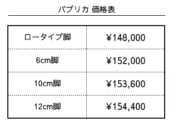 パプリカソファ価格表